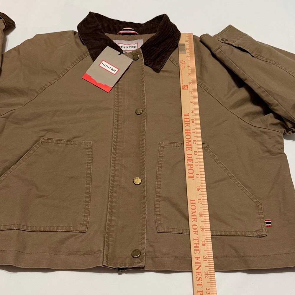 Hunter Tan Barn Crop Jacket with Dark Brown Corduroy Collar S NWT - Picture 10 of 16